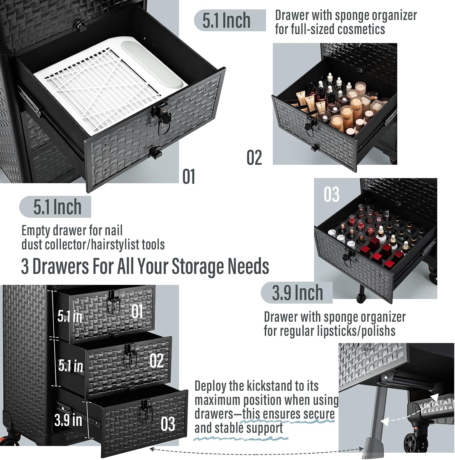 Rolling Salon Cart with 3 Draw - огляд і ціна Spa & Wellness Paradies Braunschweig